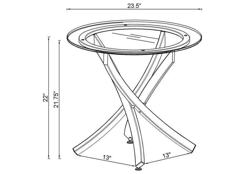 702588-S3 Brooke 3-piece Round Coffee and End Table Set Chrome