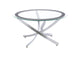 702588 Brooke Round Glass Top Coffee Table Metal Base Chrome