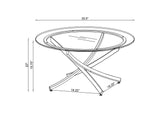 702588 Brooke Round Glass Top Coffee Table Metal Base Chrome