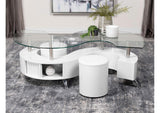 Buckley 3-piece Coffee Table and Stools Set White High Gloss