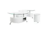 703400 Buckley 3-piece Coffee Table and Stools Set White High Gloss