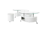 703400 Buckley 3-piece Coffee Table and Stools Set White High Gloss