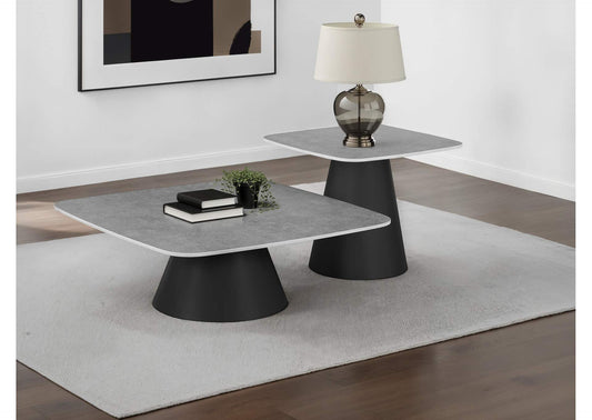 703500 Eason 2-piece Cocktail Coffee Table Set Concrete and Black