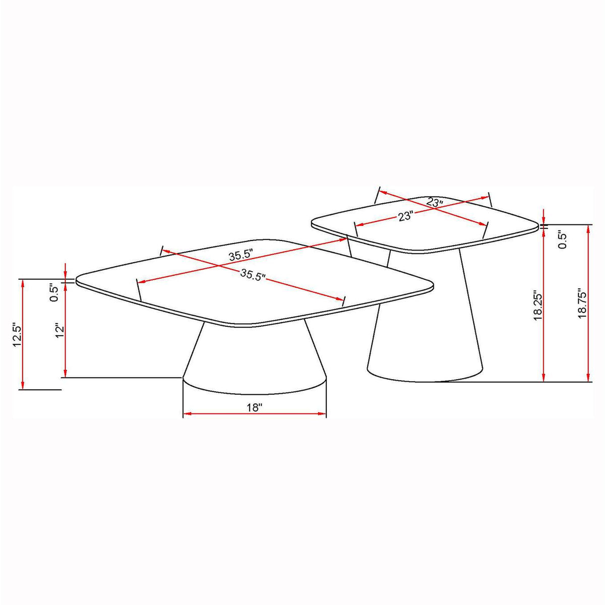 703500 Eason 2-piece Cocktail Coffee Table Set Concrete and Black