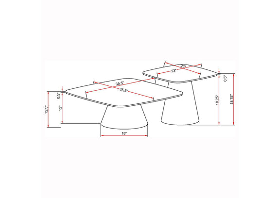 703500 Eason 2-piece Cocktail Coffee Table Set Concrete and Black