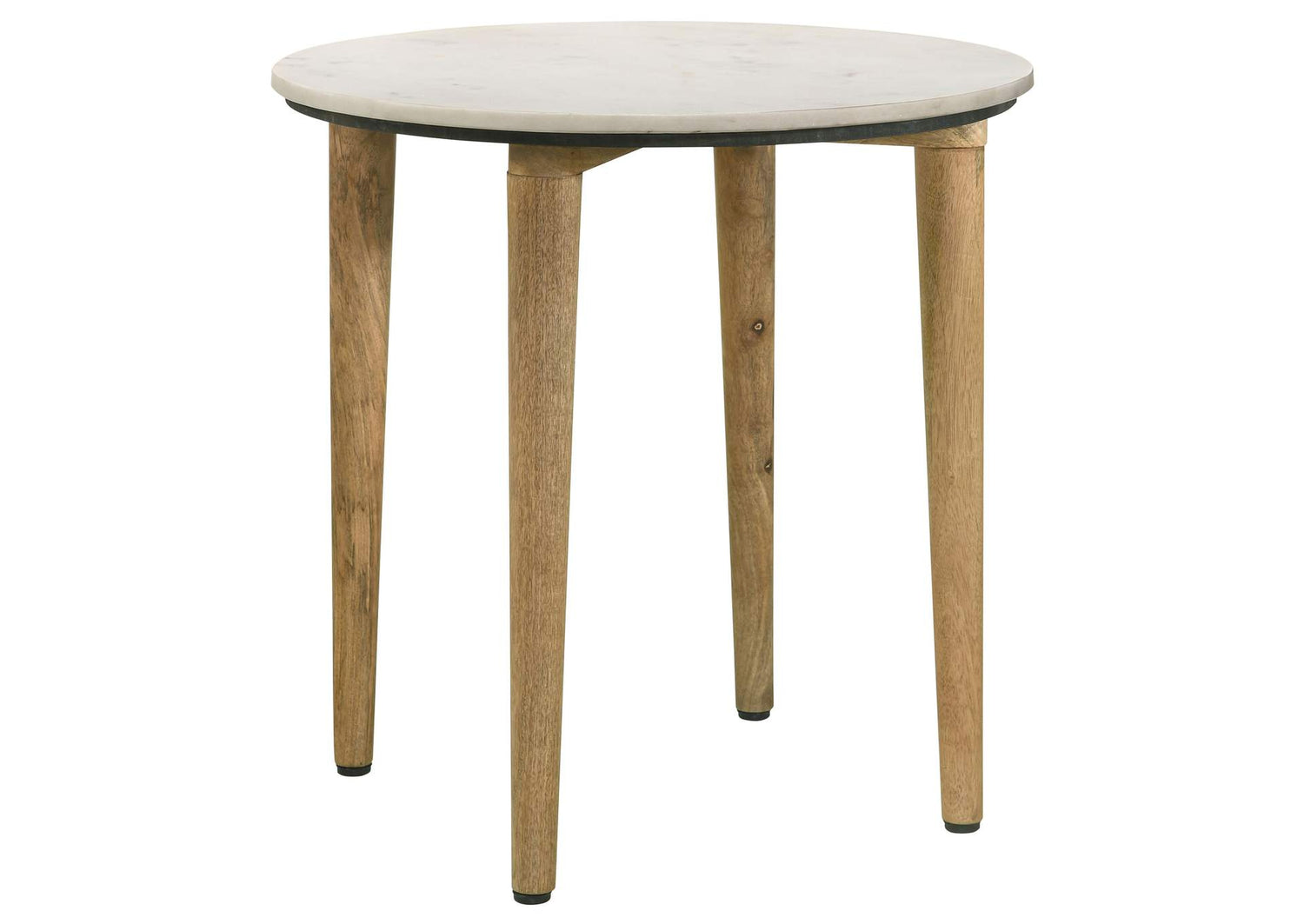 Aldis Round Marble Top Side End Table White and Natural