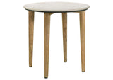 Aldis Round Marble Top Side End Table White and Natural