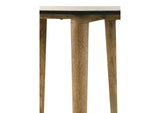 703717 Aldis Round Marble Top Side End Table White and Natural