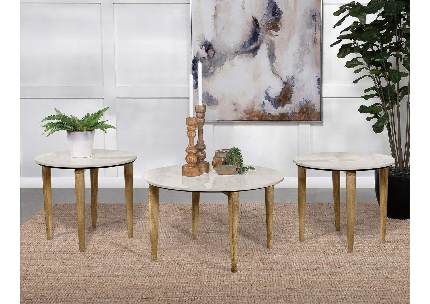703718-S3 Aldis 3-piece Coffee and End Table Set White