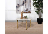 703718 Aldis Round Marble Top Coffee Table White and Natural