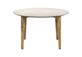 703718 Aldis Round Marble Top Coffee Table White and Natural