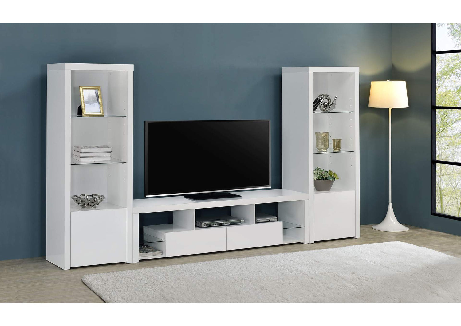 Jude 3-piece 71-inch TV Entertainment Center White High Gloss