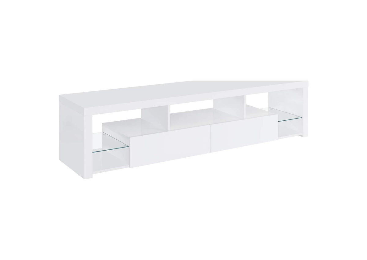 704251 Jude 2-drawer Engineered Wood 71-inch TV Stand High Gloss White