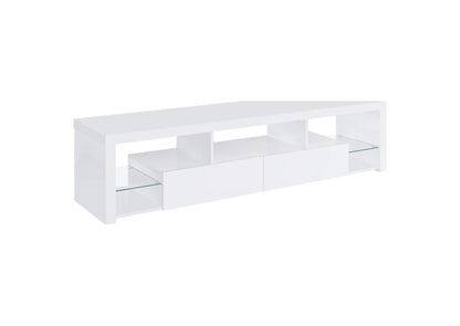 704251 Jude 2-drawer Engineered Wood 71-inch TV Stand High Gloss White