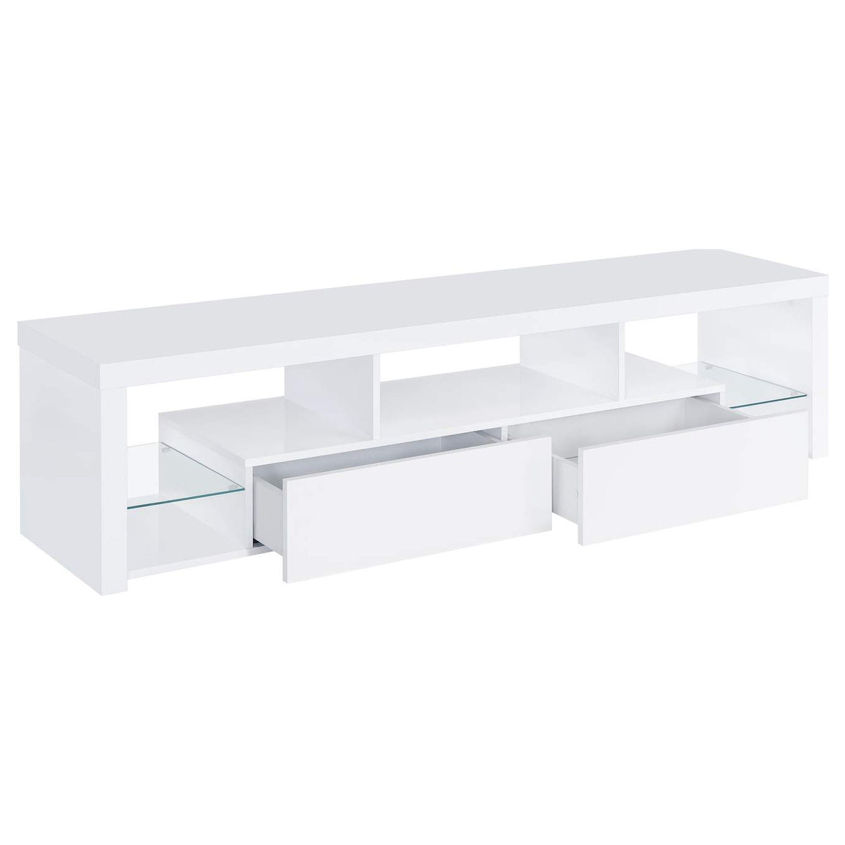 704251 Jude 2-drawer Engineered Wood 71-inch TV Stand High Gloss White