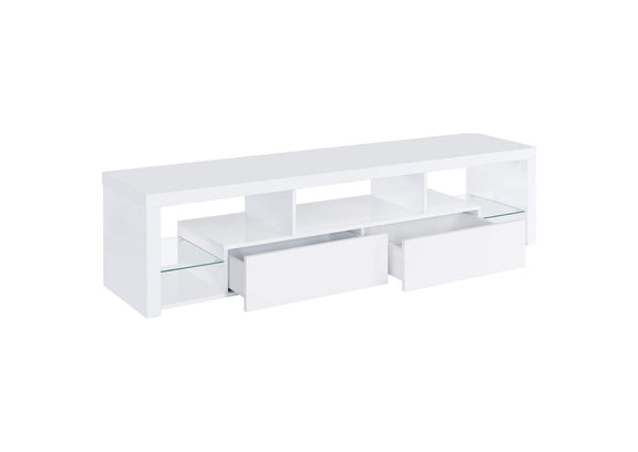 704251 Jude 2-drawer Engineered Wood 71-inch TV Stand High Gloss White