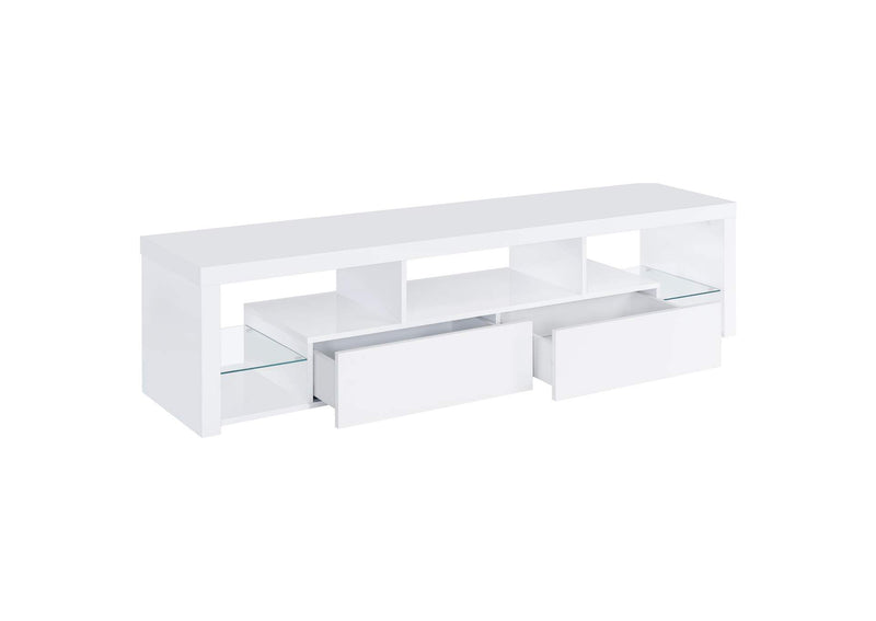 704251 Jude 2-drawer Engineered Wood 71-inch TV Stand High Gloss White