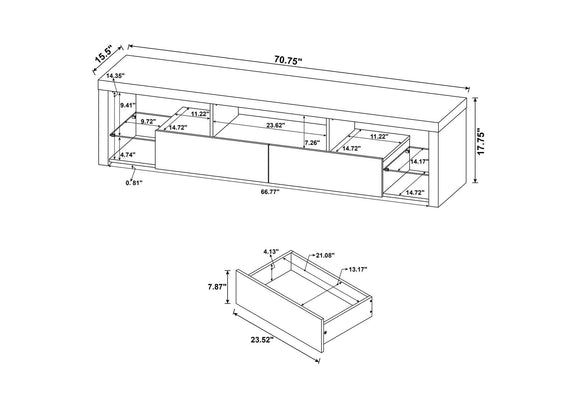 704251 Jude 2-drawer Engineered Wood 71-inch TV Stand High Gloss White
