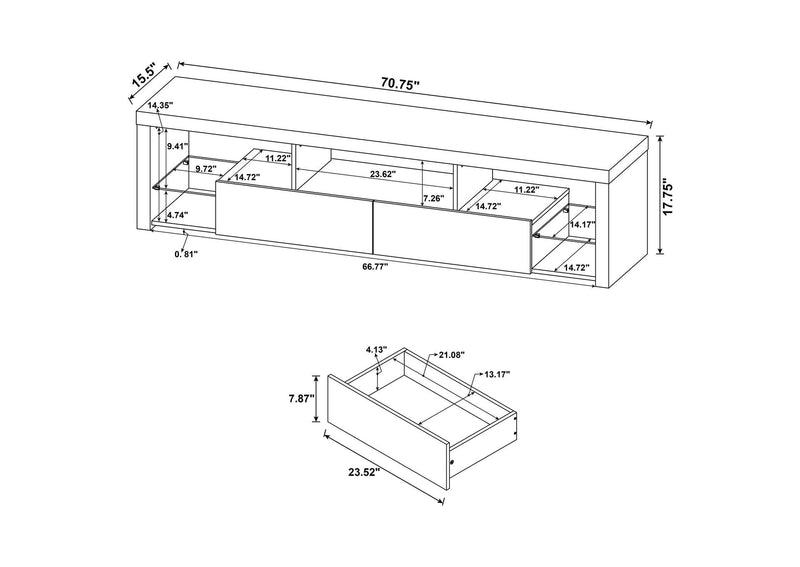 704251 Jude 2-drawer Engineered Wood 71-inch TV Stand High Gloss White