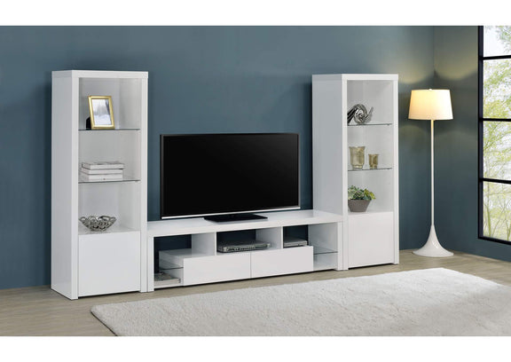 704251 Jude 2-drawer Engineered Wood 71-inch TV Stand High Gloss White