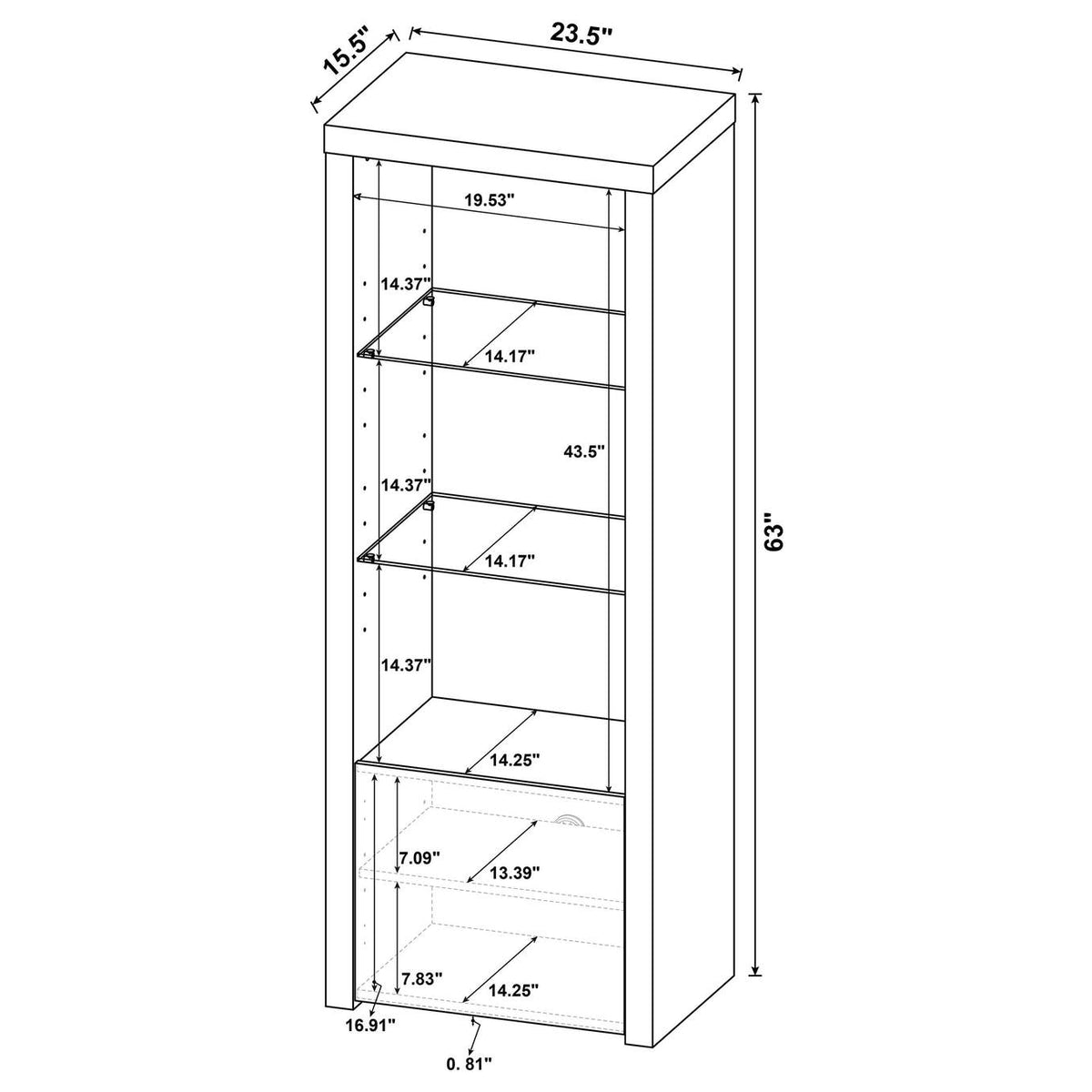 704254 Jude 3-shelf Engineered Wood Media Tower High Gloss White