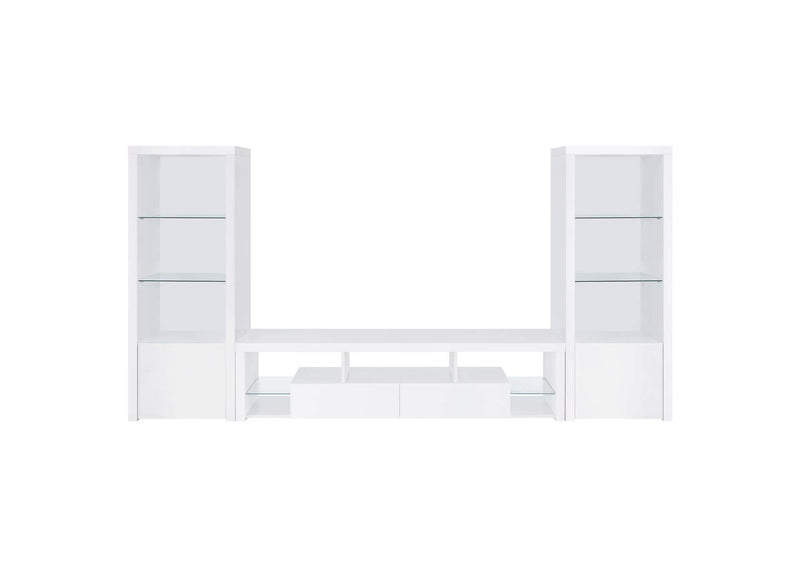 704254 Jude 3-shelf Engineered Wood Media Tower High Gloss White