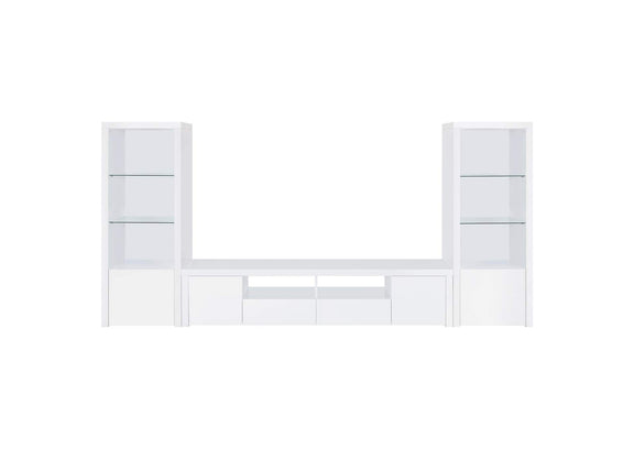 704254 Jude 3-shelf Engineered Wood Media Tower High Gloss White