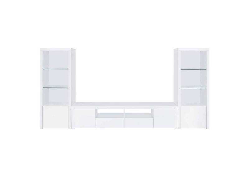 704254 Jude 3-shelf Engineered Wood Media Tower High Gloss White