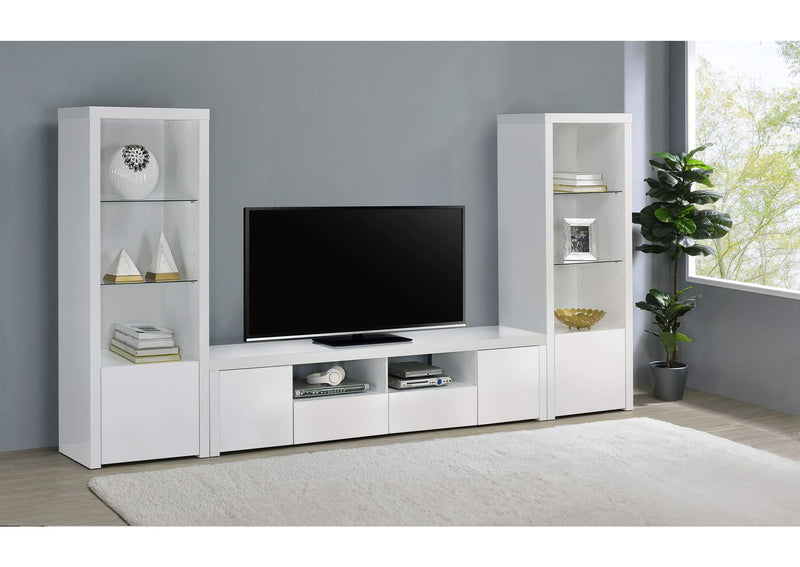 704254 Jude 3-shelf Engineered Wood Media Tower High Gloss White
