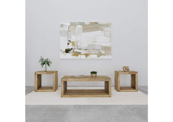 704838-S3 Benton 3-piece Solid Mango Coffee and End Table Set Natural