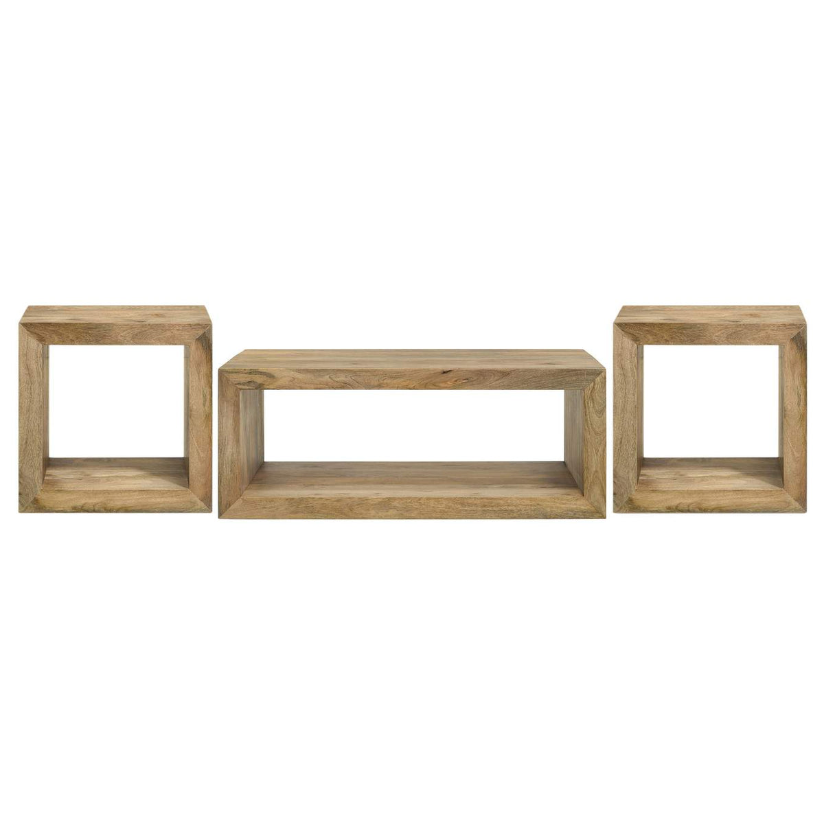 704838-S3 Benton 3-piece Solid Mango Coffee and End Table Set Natural