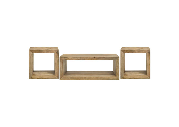 704838-S3 Benton 3-piece Solid Mango Coffee and End Table Set Natural