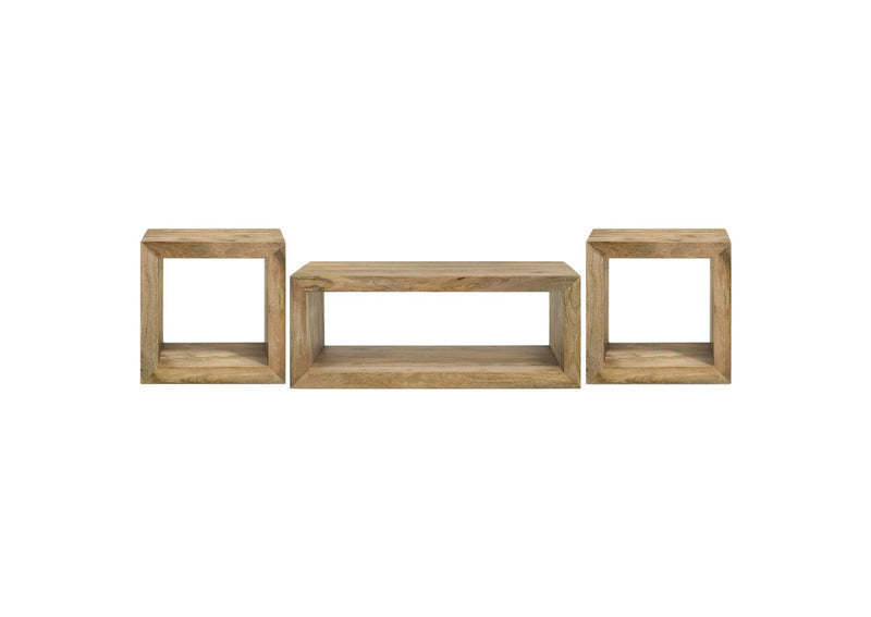 704838-S3 Benton 3-piece Solid Mango Coffee and End Table Set Natural