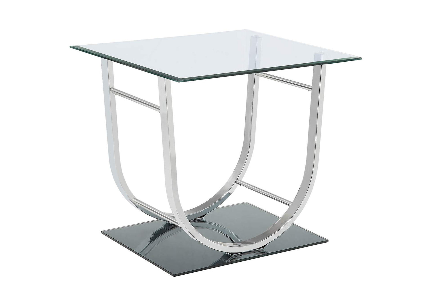 Danville Square U-Shaped Glass Top Side End Table Chrome