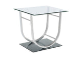 Danville Square U-Shaped Glass Top Side End Table Chrome