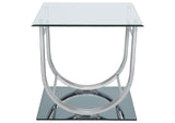 704987 Danville Square U-Shaped Glass Top Side End Table Chrome