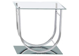 704987 Danville Square U-Shaped Glass Top Side End Table Chrome