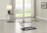 704988-S2 Danville 2-piece Glass Top Coffee and End Table Set Chrome