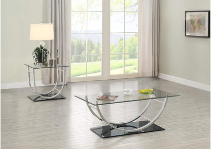 704988-S2 Danville 2-piece Glass Top Coffee and End Table Set Chrome
