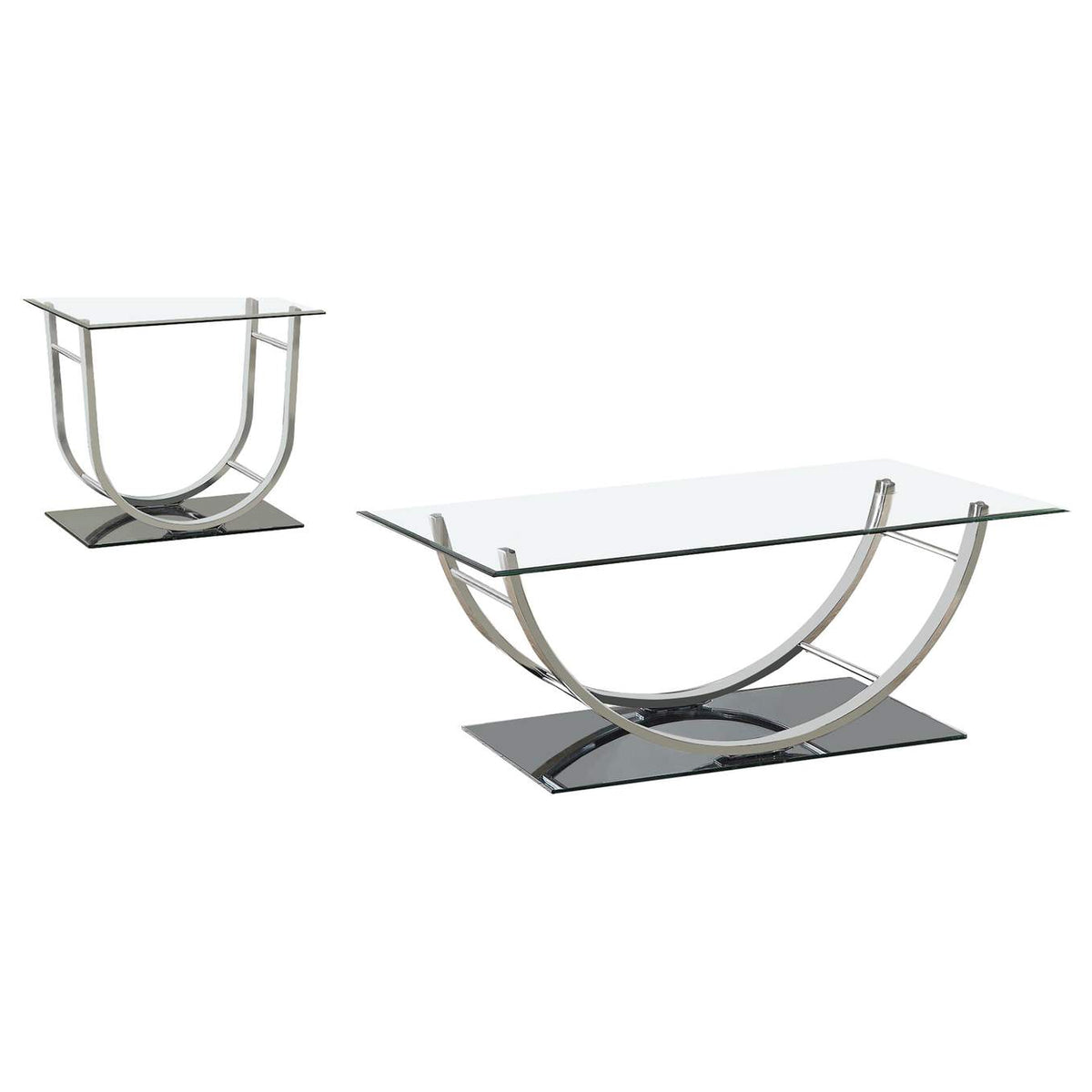 704988-S2 Danville 2-piece Glass Top Coffee and End Table Set Chrome