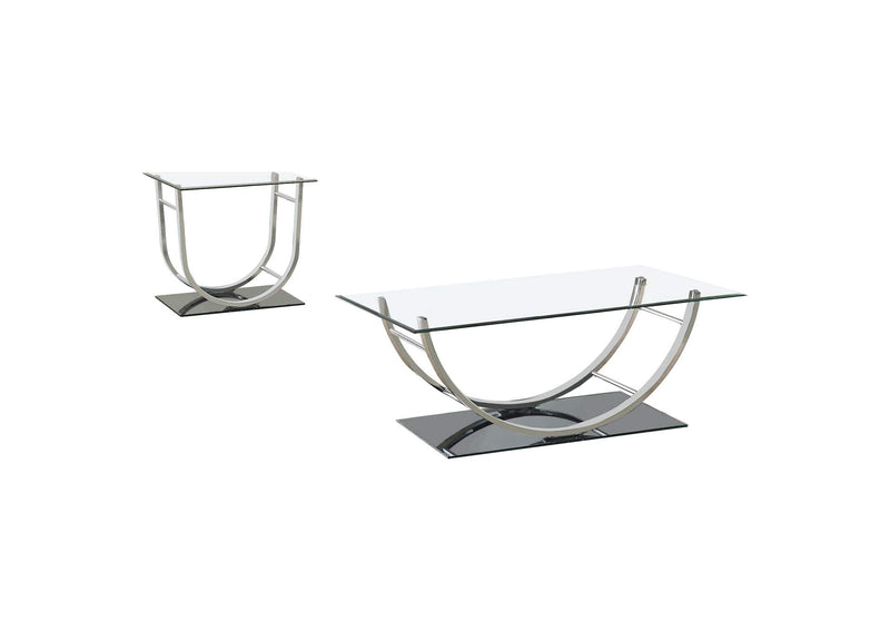 704988-S2 Danville 2-piece Glass Top Coffee and End Table Set Chrome