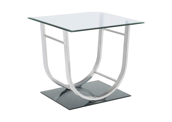 704988-S2 Danville 2-piece Glass Top Coffee and End Table Set Chrome