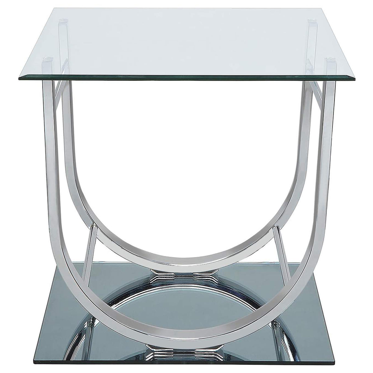704988-S2 Danville 2-piece Glass Top Coffee and End Table Set Chrome