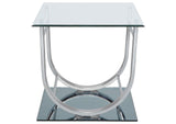 704988-S2 Danville 2-piece Glass Top Coffee and End Table Set Chrome