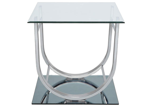 704988-S2 Danville 2-piece Glass Top Coffee and End Table Set Chrome