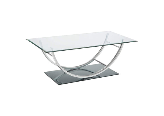 704988-S2 Danville 2-piece Glass Top Coffee and End Table Set Chrome