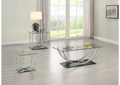704988-S3 Danville 3-piece Glass Top Coffee and End Table Set Chrome