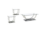 704988-S3 Danville 3-piece Glass Top Coffee and End Table Set Chrome