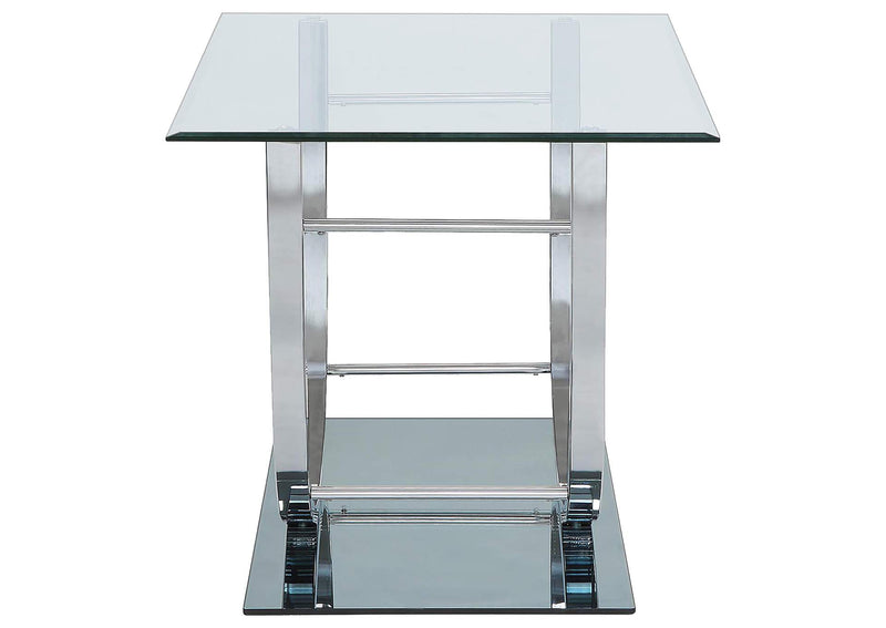 704988-S3 Danville 3-piece Glass Top Coffee and End Table Set Chrome