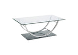 704988-S3 Danville 3-piece Glass Top Coffee and End Table Set Chrome